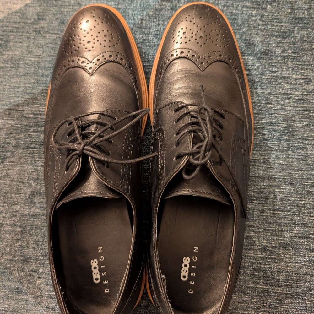 ASOS Design Black Brogue Dress Shoes - Men's Size 10